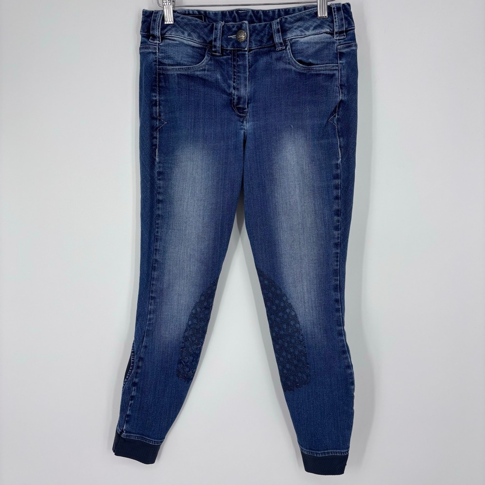 Ariat Denim Knee Patch Breeches Womens 26R Riding Pants Equestrian Blue Stretch